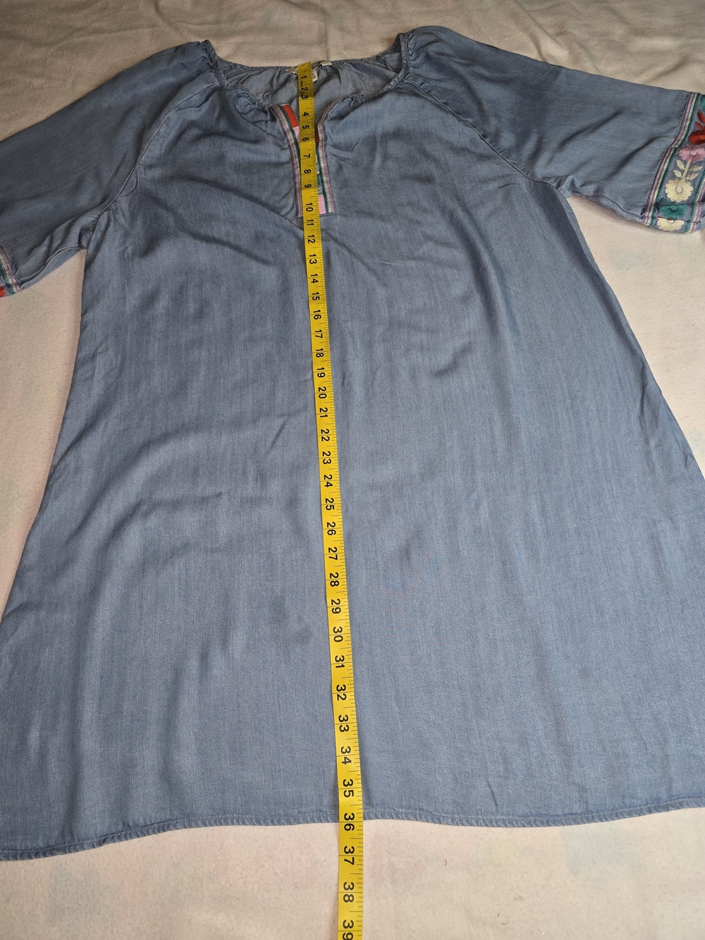 The Pioneer Woman Light Blue Embroidered Chambray Tunic Dress - Picture 5 of 7